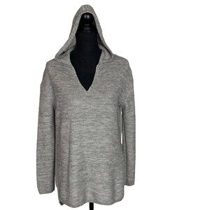 ATHLETA Women Hooded Sweater Pullover Long Sleeve V Neck Sz XS Gray 54-7